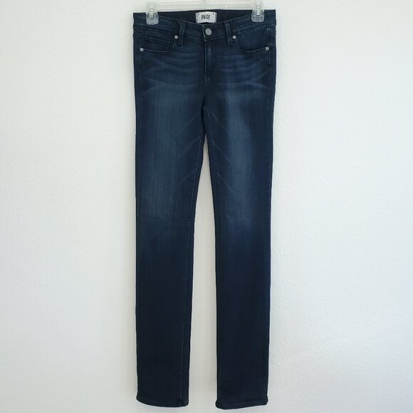New PAIGE Skyline Straight Leg Mid Rise Transcend Jeans Midlake sz 26 Denim NWT - Picture 2 of 7
